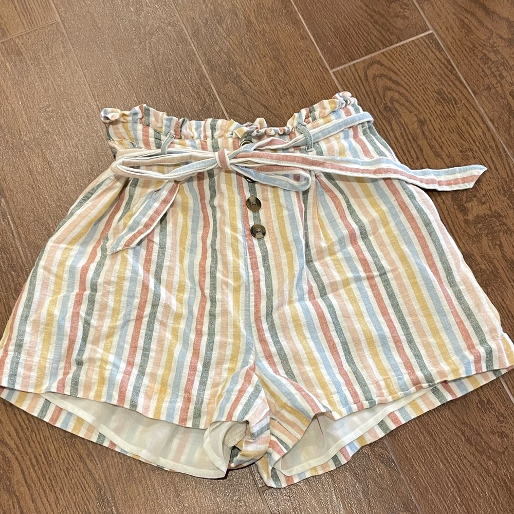 American Eagle paperbag striped lined shorts XS